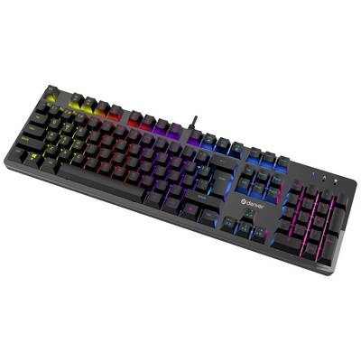 Denver GKK-330 DE USB Clavier de gaming éclairé nordique, QWERTY noir-0