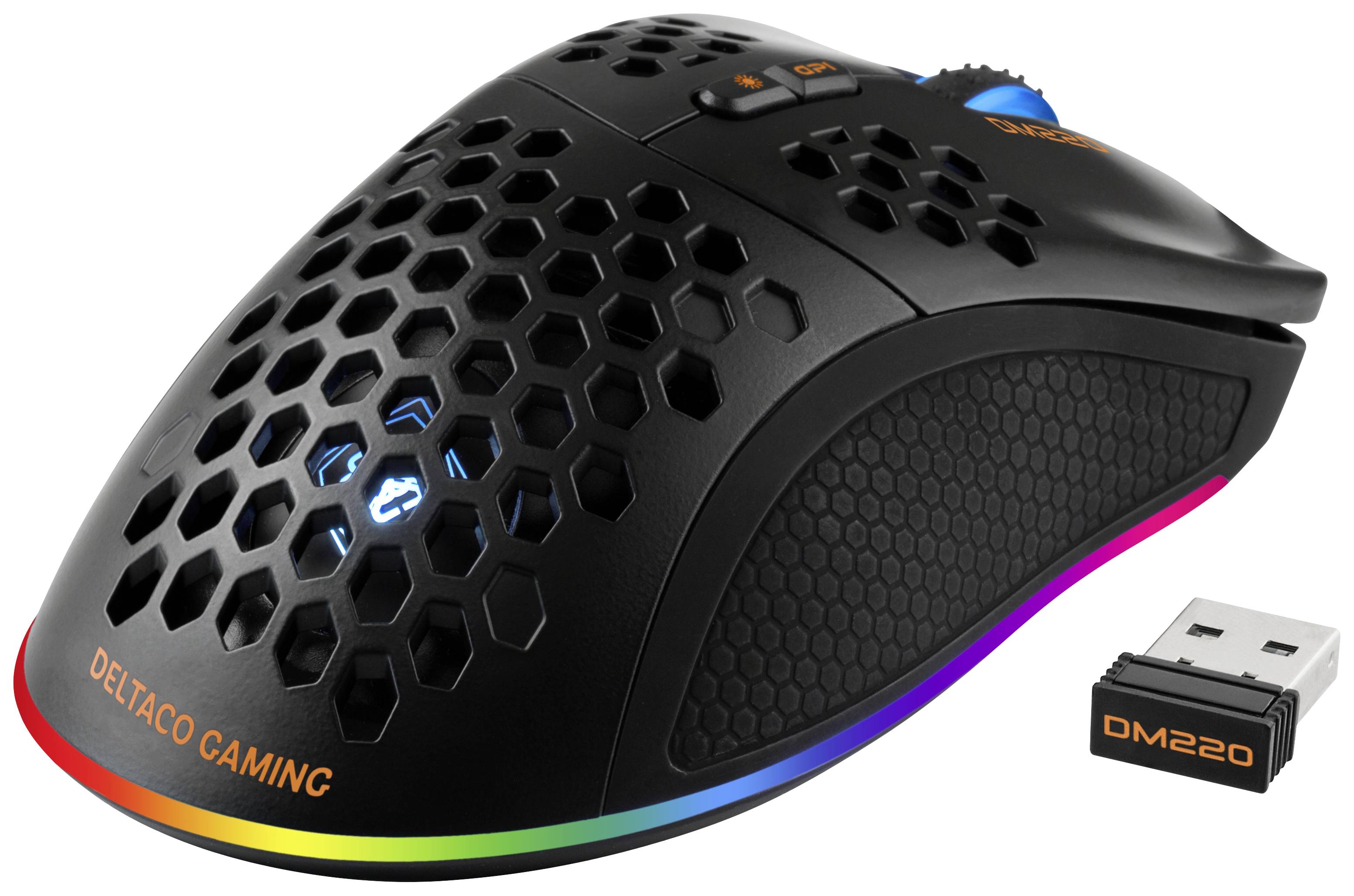 Deltaco Gaming GAM-120, Droitier, Optique, RF Wireless + Bluetooth + USB Type-A, 4800 DPI, 1 ms, Noir-1