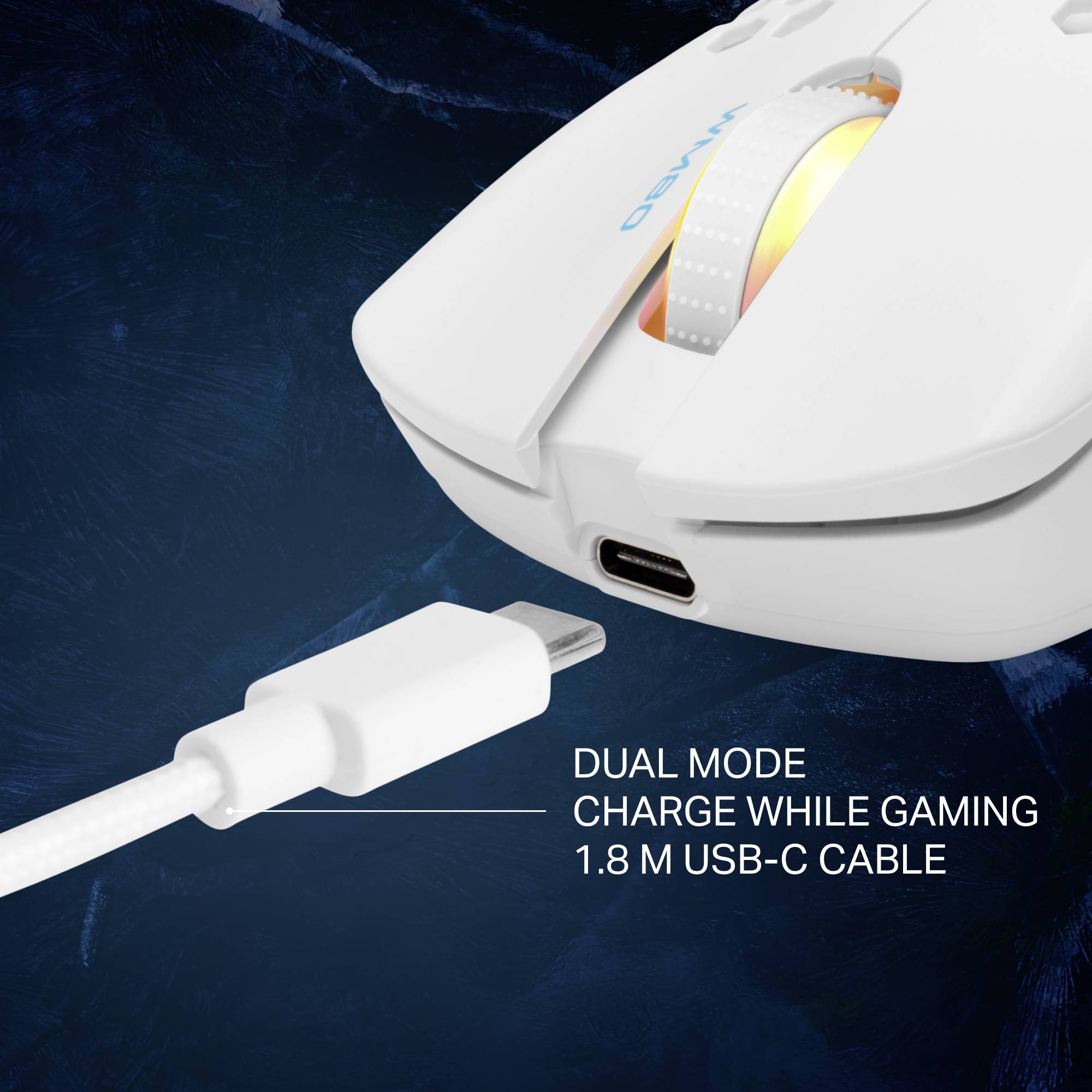 Deltaco Gaming GAM-120-W, Droitier, Optique, RF Wireless + Bluetooth + USB Type-A, 4800 DPI, 1 ms, Blanc-9
