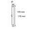 Objet cylindrique avec un diamètre de Ø, une longueur de 175 mm et une section marquée à 105 mm. Dimensions et flèches illustrées.