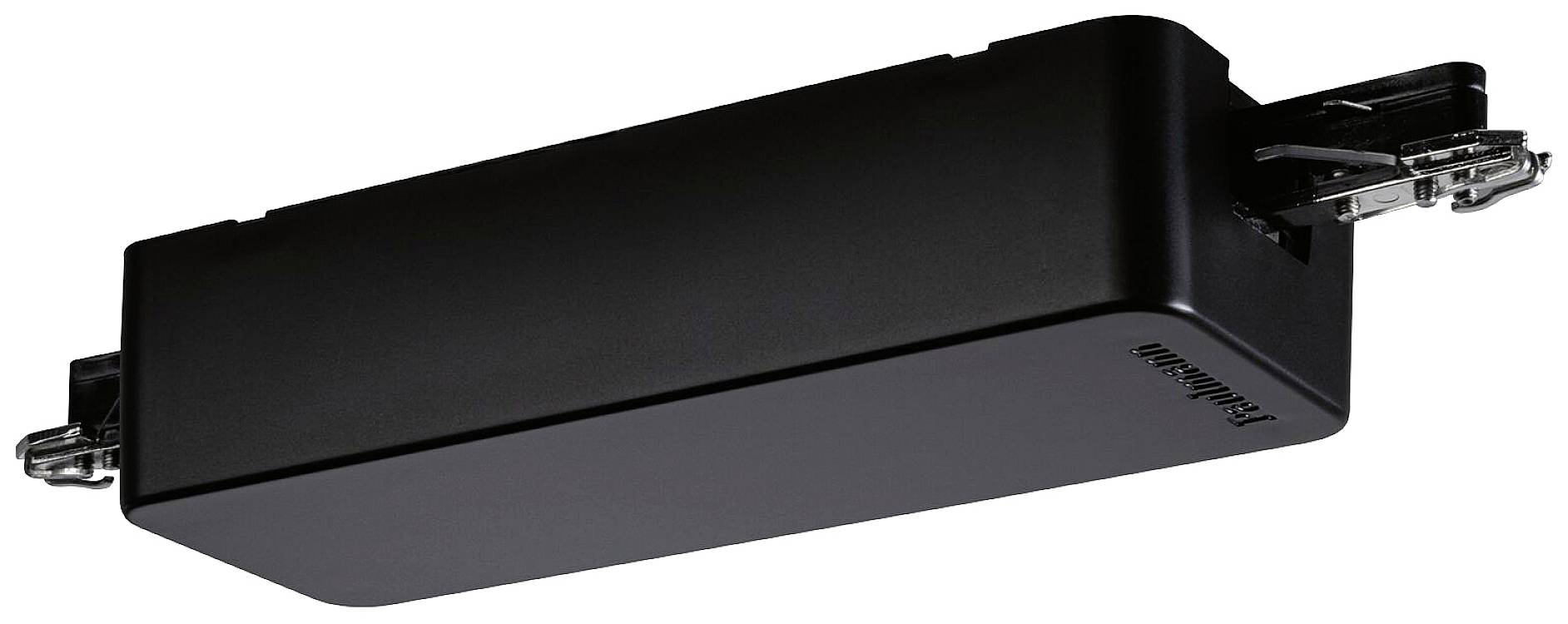 Un pick-up électrique noir et rectangulaire d'un instrument de musique, légèrement incliné.