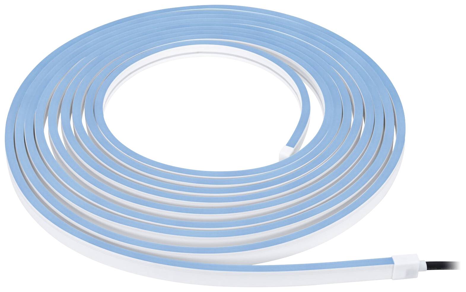 Une bande LED enroulée à surface bleu clair, qui offre un éclairage de manière flexible et décorative.