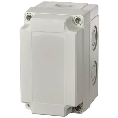 Un boîtier rectangulaire gris clair, pourvu de vis aux angles, probablement destiné à des connexions électriques ou à des interrupteurs.