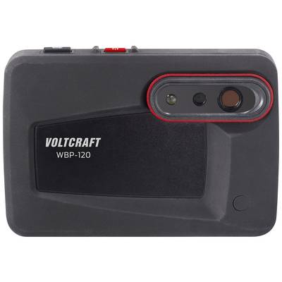 Caméra portable Voltcraft WBP-120 dans un boîtier noir, avec deux objectifs et un éclairage LED, vue de face.