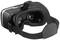 Lunettes de réalité virtuelle noires avec sangle réglable, vue de face et de dessus.