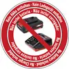 Illustration de deux chargeurs avec un cercle rouge et une ligne barrée. Texte : 'Pile non incluse. Chargeur non inclus' en plusieurs langues.