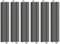Six quais gris rectangulaires disposés en parallèle sur un fond blanc, positionnés de manière symétrique et répartis uniformément.