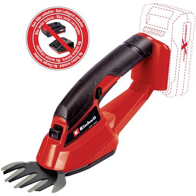 Perceuse à batterie avec poignée rouge et interrupteur noir, sans batterie ni chargeur. Autocollant d'avertissement : 'Batterie non incluse. Chargeur non inclus.'