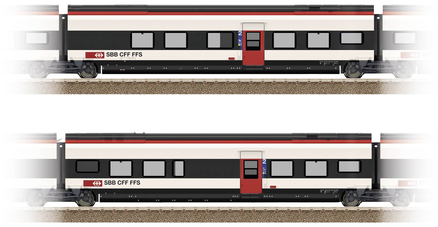 TRIX H0 23281 H0 SET supplémentaire 1 pour Giruno de la SBB B(B11) 2.classe et C(B10) 2.classe