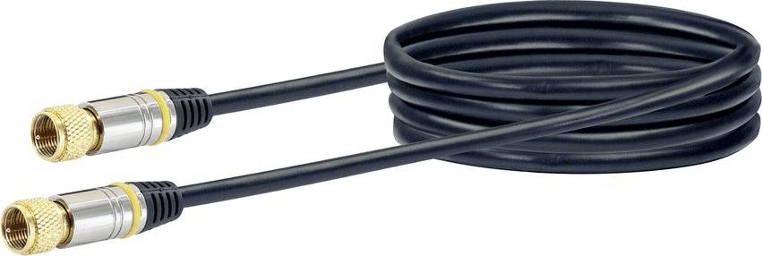 Câble coaxial avec des connecteurs dorés, tressé, adapté pour la connexion de signaux d'antenne ou de satellite.