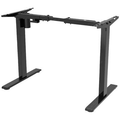 Socle de table noir réglable en hauteur, adapté aux postes de travail ergonomiques, sans plateau de table.