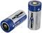 Deux batteries Li-Ion cylindriques bleues portant les inscriptions « ANSMANN 16340 » et « 3,6V, 3,6Wh » sont posées sur un fond blanc.