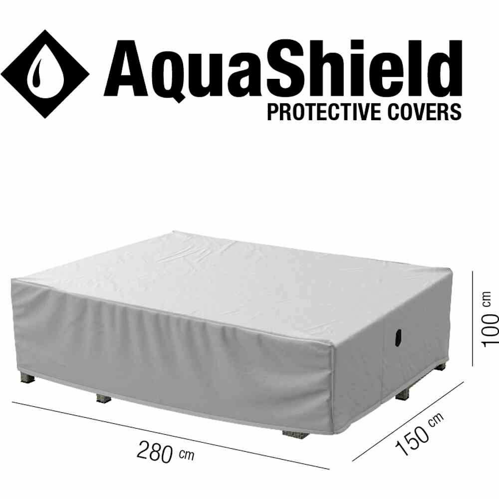 Housse de protection AquaShield pour meubles de jardin de grande taille, dimensions 280 x 150 x 100 cm. Robuste et imperméable.