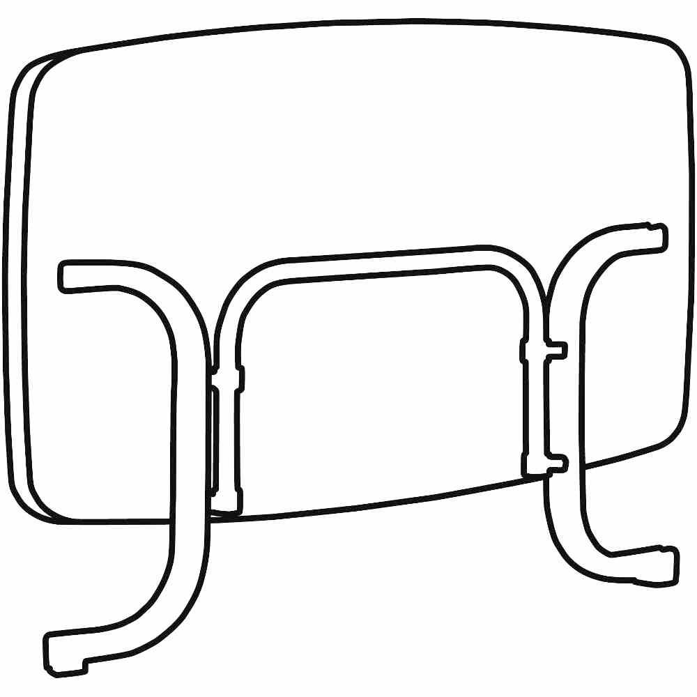 Un dessin abstrait d'une table renversée aux pieds courbés.