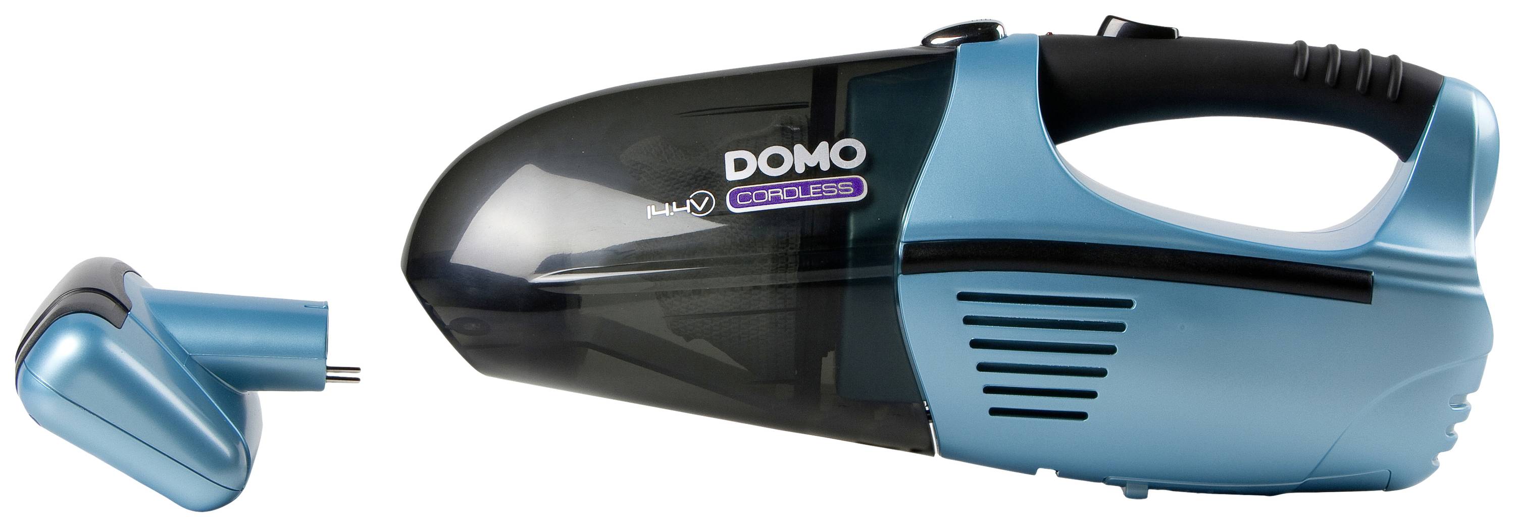 Un aspirateur à main sans fil bleu avec embout amovible, adapté aux travaux de nettoyage flexibles dans la maison.