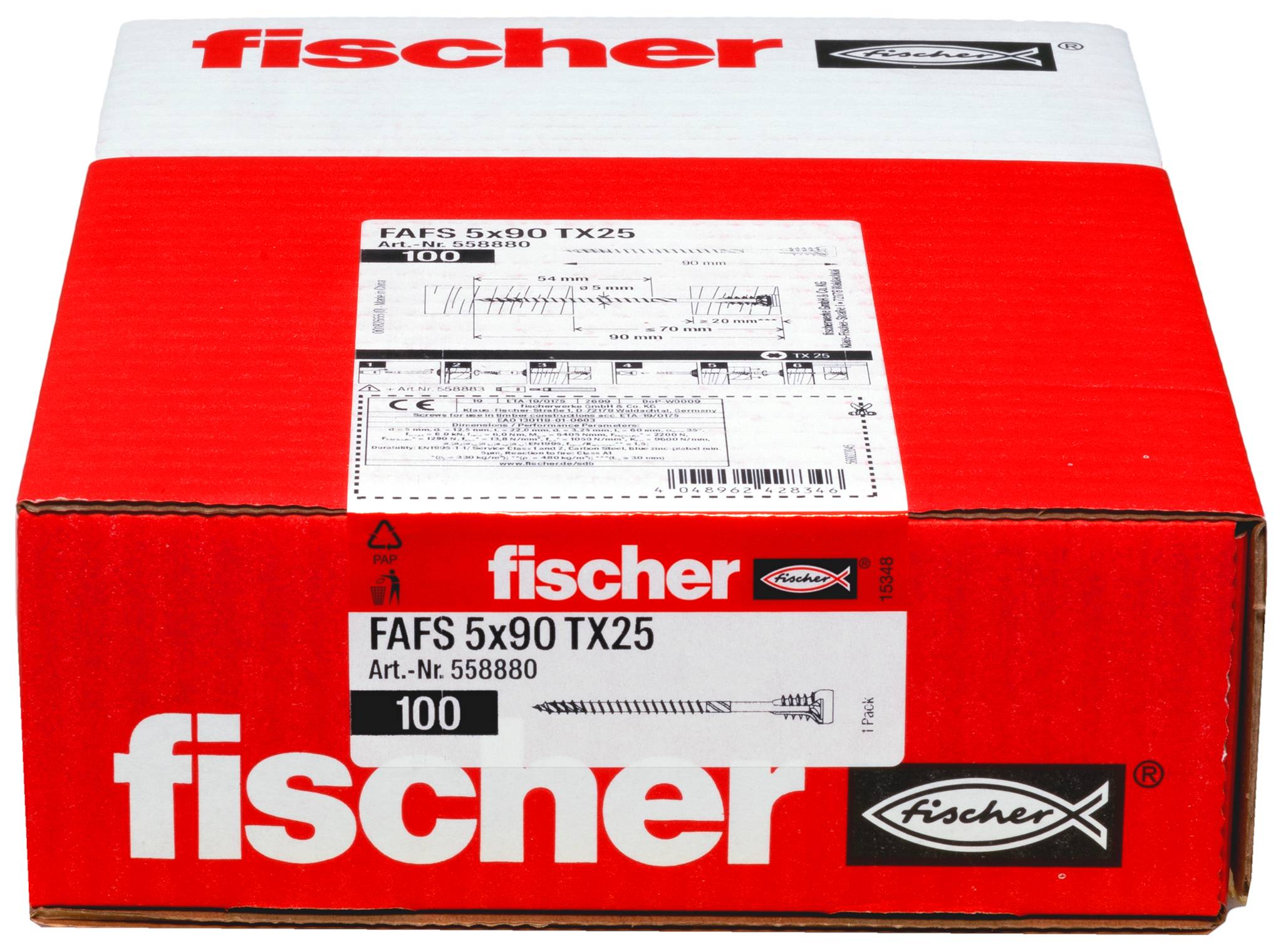 Fischer 558880 FAFS Vis d'ajustement 5 mm 90 mm profil Torx acier 100 pc(s)-2