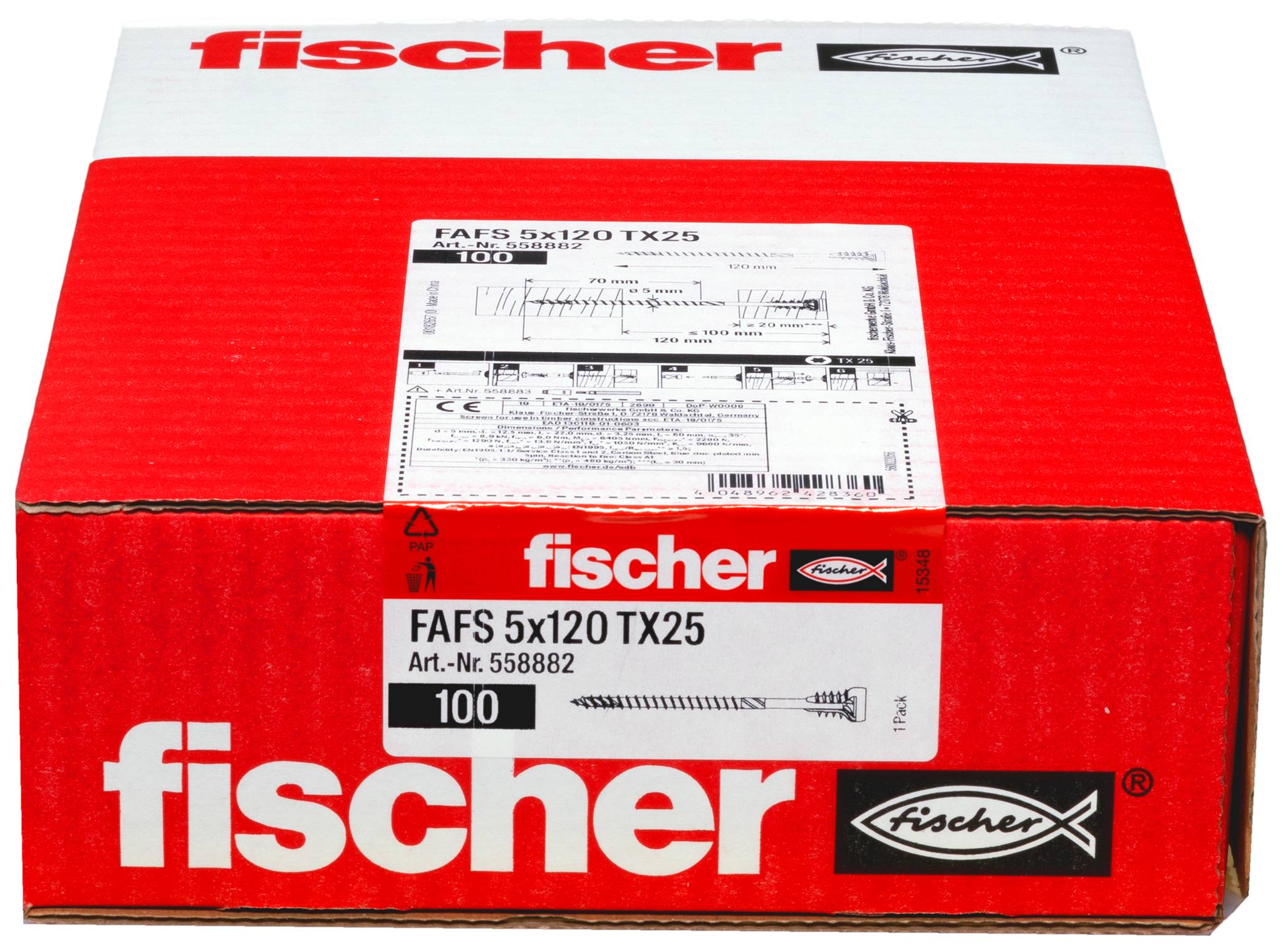 Fischer 558882 FAFS Vis d'ajustement 5 mm 120 mm profil Torx acier 100 pc(s)-2