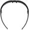 Lunettes de soleil de sport noires et rondes, vue de dessus, montrant la forme incurvée et les branches rembourrées pour un maintien optimal.