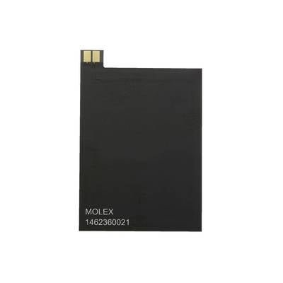 'Antenne RFID rectangulaire noire avec des contacts dorés en haut à gauche, marquée "MOLEX 1462360021".'