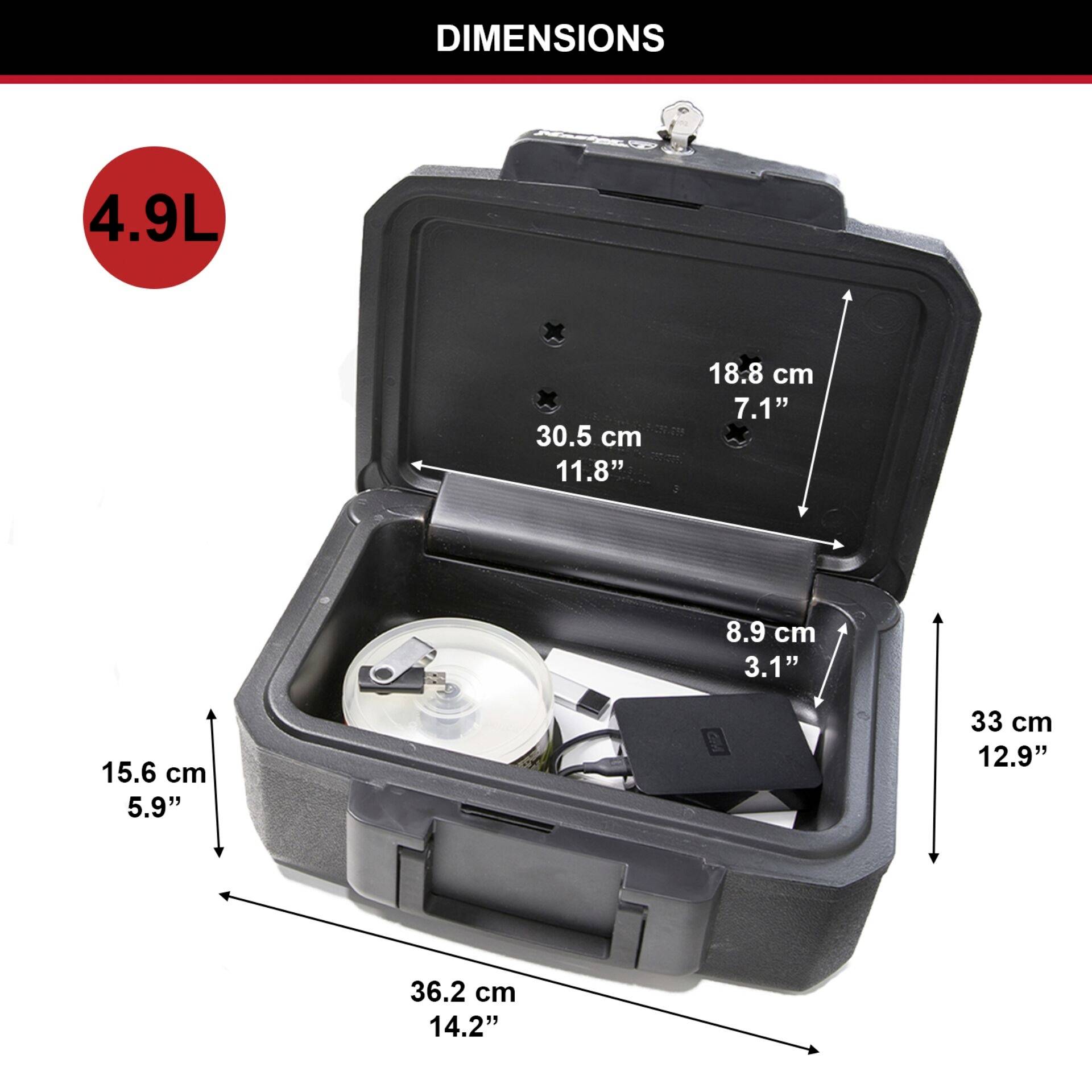 Coffre-fort ignifuge Master Lock H0100EURHRO P49014 avec avec serrure à clé, -3