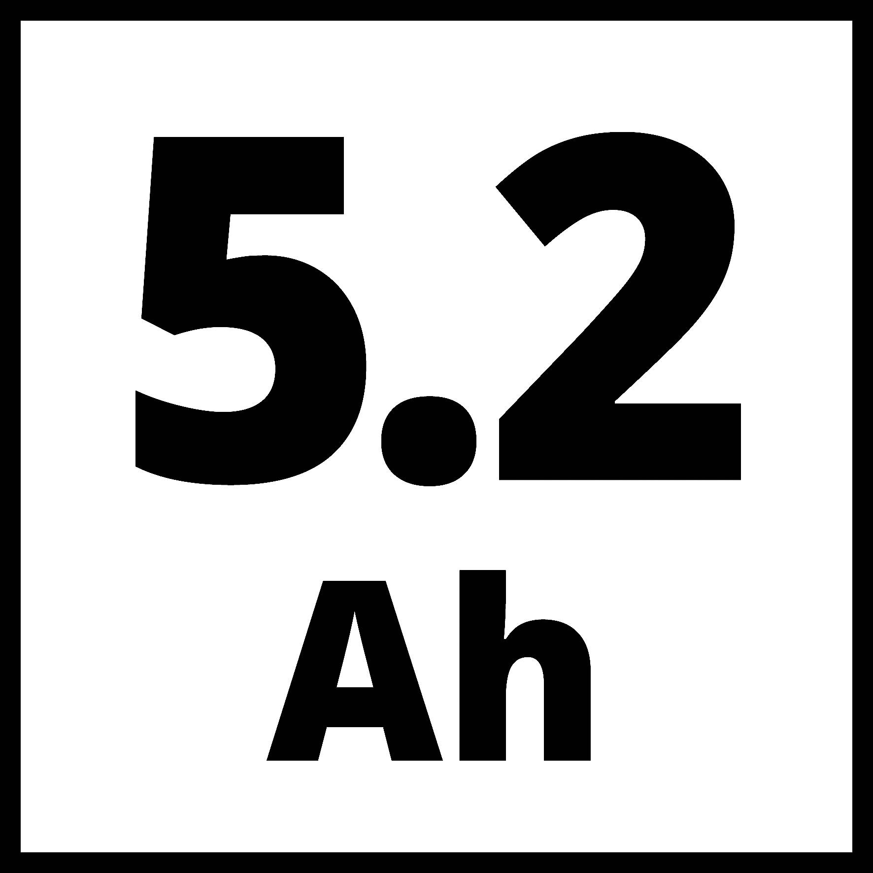 '5,2 Ah' en noir sur fond blanc.