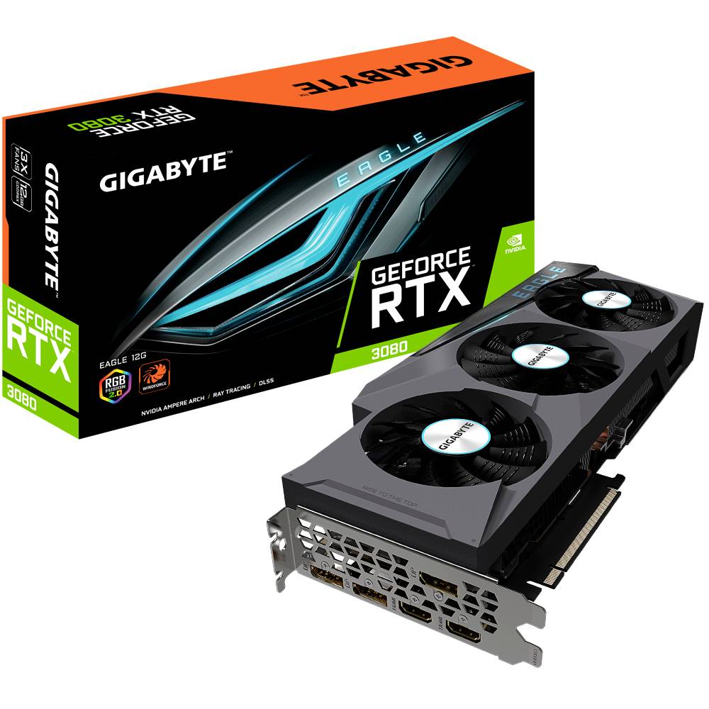 GIGABYTE EAGLE GeForce RTX 3080 12G, GeForce RTX 3080, 12 Go, GDDR6X, 384 bit, 7680 x 4320 pixels, PCI Express x16 4.0-0