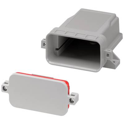 Un boîtier rectangulaire gris avec un couvercle amovible, adapté aux composants électroniques ou électriques.