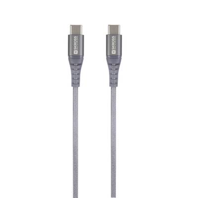 Skross Câble USB USB 2.0 USB-C® mâle, USB-C® mâle 1.20 m gris sidéral rond, flexible, gaine textile SKCA0017C-C120CN