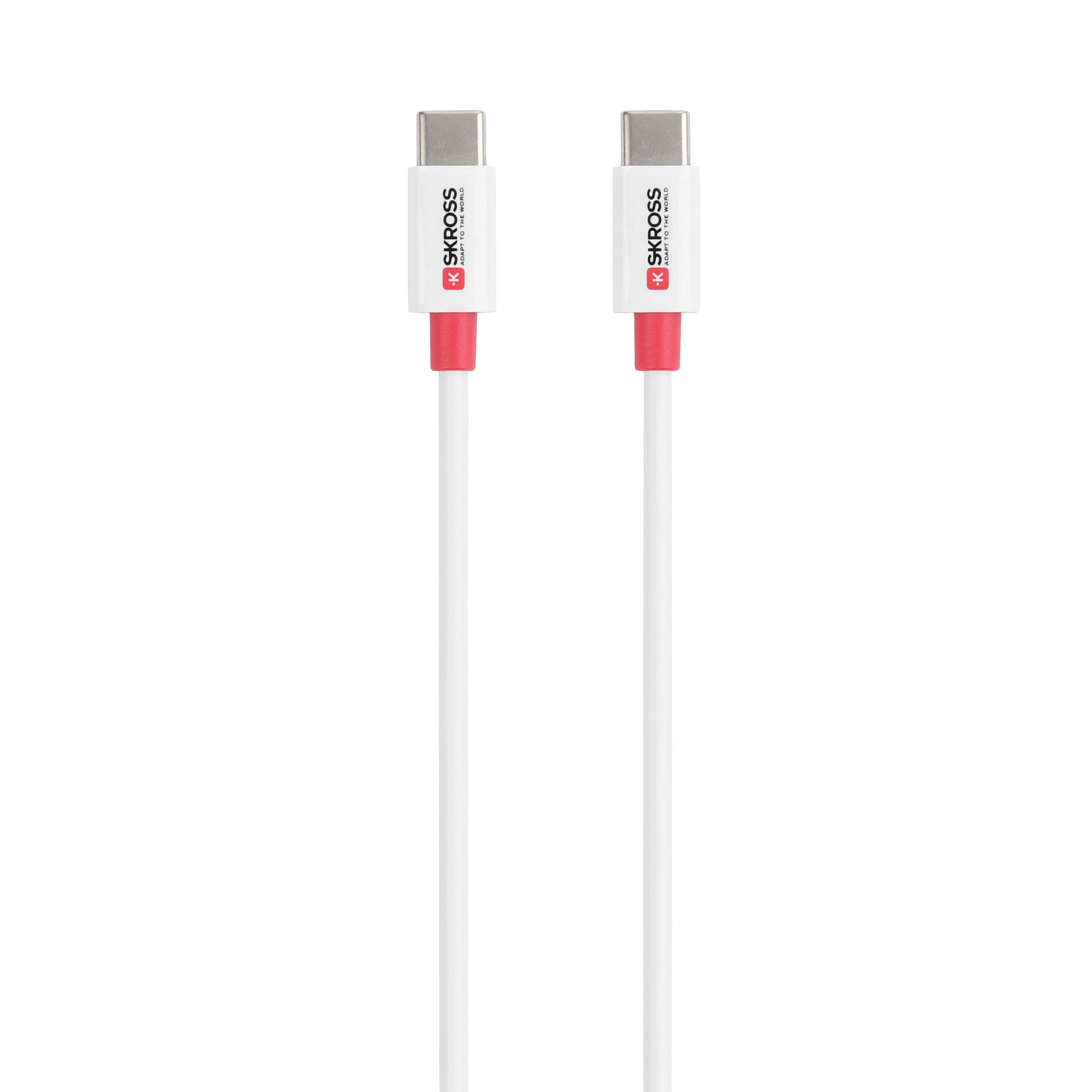 Skross Câble USB USB 2.0 USB-C® mâle, USB-C® mâle 0.15 m blanc rond SKCA0007C-C15CN