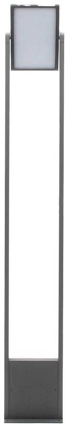 Luminaire extérieur moderne au design rectangulaire, avec un cadre métallique sombre et un abat-jour mat, adapté à l'éclairage des trottoirs.