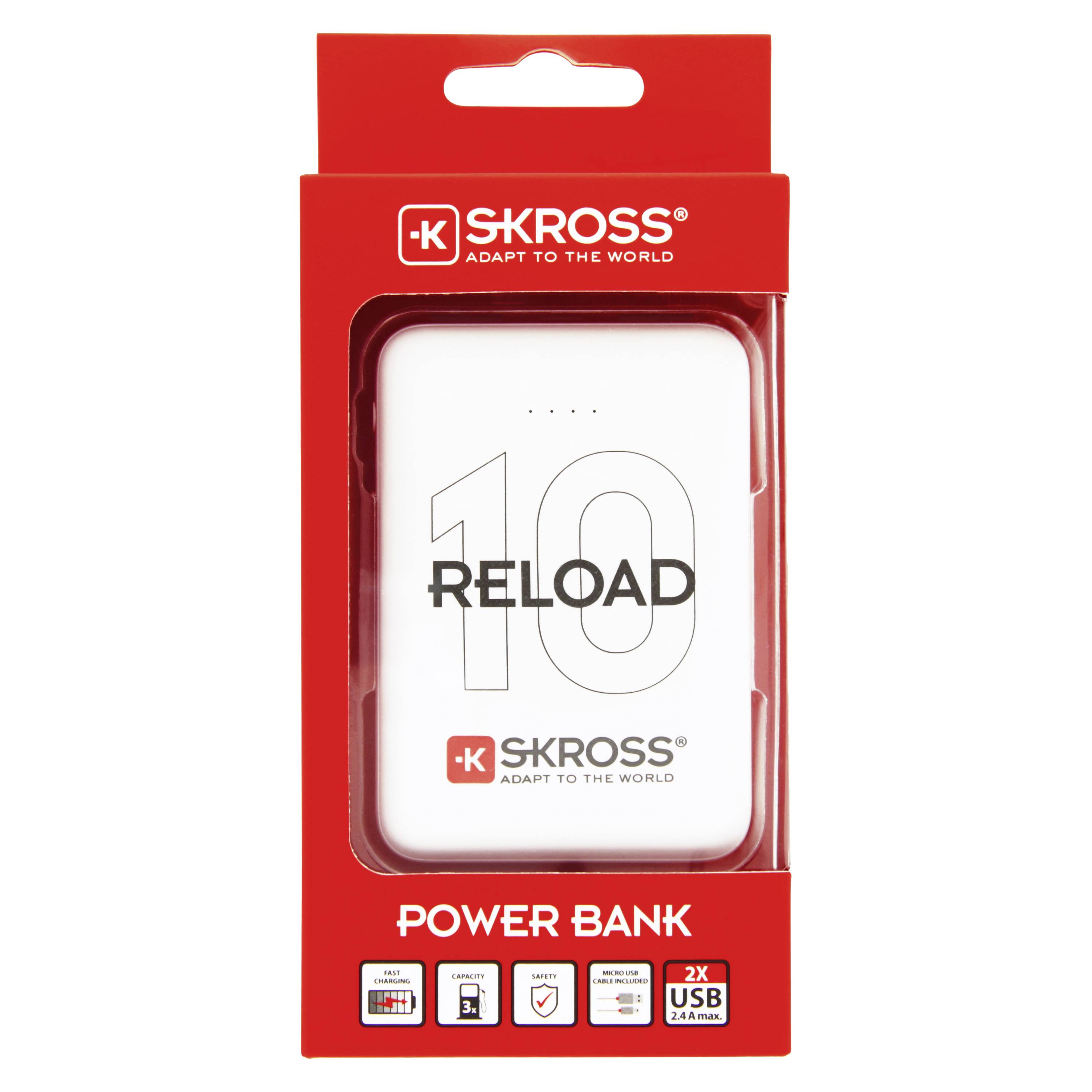 Skross Reload 10 Powerbank (batterie supplémentaire) 10000 mAh Li-Ion blanc affichage du statut-2