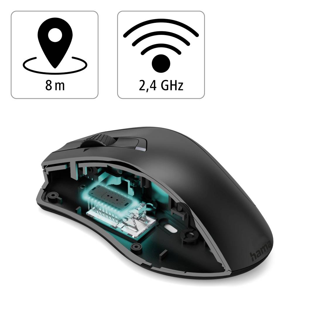 Hama MW-800 V2 Souris ergonomique radio laser noir 7 Boutons 3200 dpi ergonomique-4