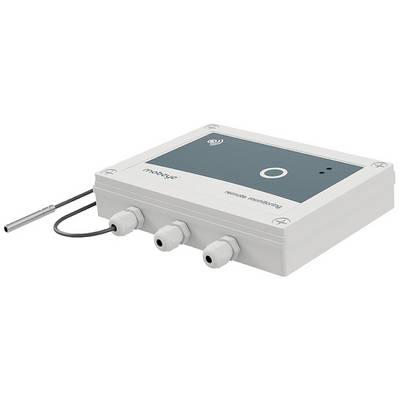 Un appareil électrique blanc avec un écran et plusieurs ports, utilisé pour la surveillance ou le contrôle à distance.