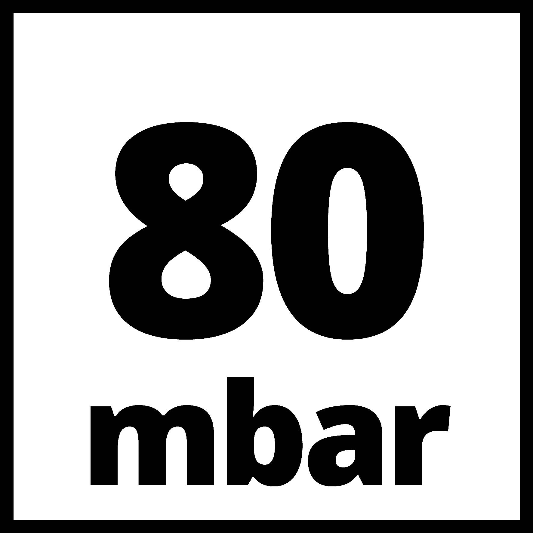 "80 mbar" en noir sur fond blanc.