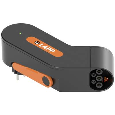 Un adaptateur noir portant un logo orange marqué 'LAPP', présentant quatre connexions électriques pour des applications électriques.