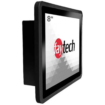 Un écran noir de 8 pouces avec le logo « faytech » à l'écran. Le moniteur a un écran légèrement incliné.
