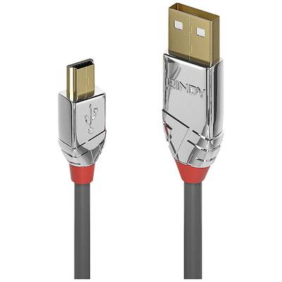 LINDY Câble USB USB 2.0 USB-A mâle, USB-Mini-B mâle 7.50 m gris  36635