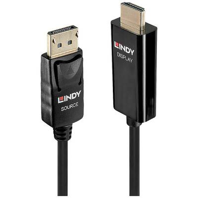 Câble de raccordement LINDY Fiche mâle HDMI-A, Fiche mâle DisplayPort 1 m noir 40915 Câble HDMI-0