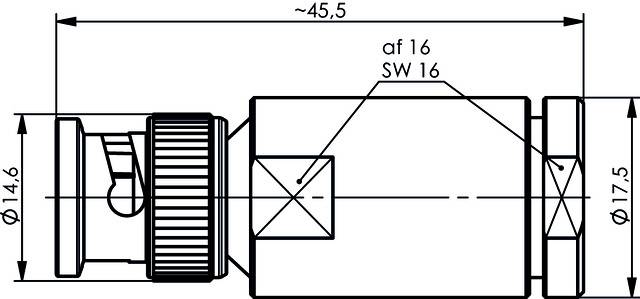 Dessin technique d'un composant mécanique, probablement une soupape ou un raccord, avec des dimensions et des annotations 'af 16' et 'SW 16'.