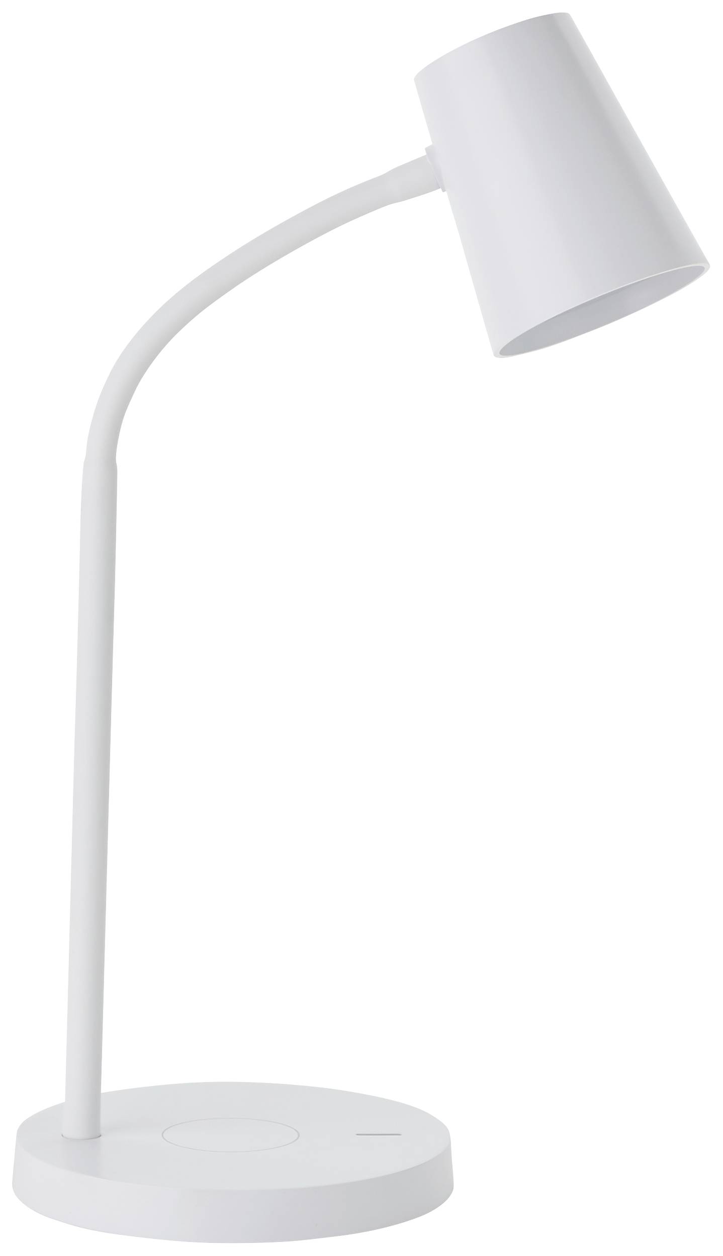 Lampe de table blanche et moderne avec col flexible. Idéale pour l'éclairage de bureau.
