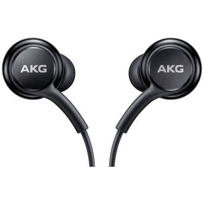 Écouteurs intra-auriculaires noirs de la marque AKG avec câble, conçus pour offrir une expérience sonore de haute qualité et un confort optimal.