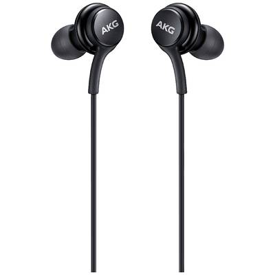 Écouteurs intra-auriculaires filaires noirs de la marque AKG au design élégant. Ils sont dotés de embouts auriculaires ronds et d'un câble intégré.