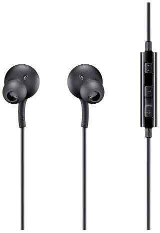 Écouteurs intra-auriculaires noirs avec câble intégrant une télécommande dotée d'un contrôle de volume et d'un microphone.