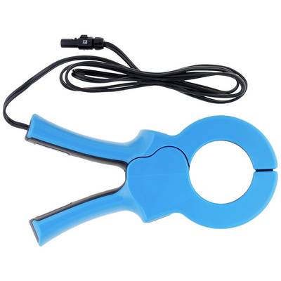 Appareil de mesure de courant bleu avec câble, utilisé pour mesurer les courants électriques, souvent dans les installations électriques et la maintenance.