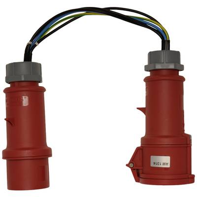 Câble de connexion rouge avec deux connecteurs et fils de couleur, adapté aux connexions électriques industrielles.