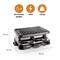 Un gril à raclette compact, adapté pour 4 personnes, 500 W, pesant 0,65 kg. Dimensions : 28 cm x 20 cm x 11,2 cm.
