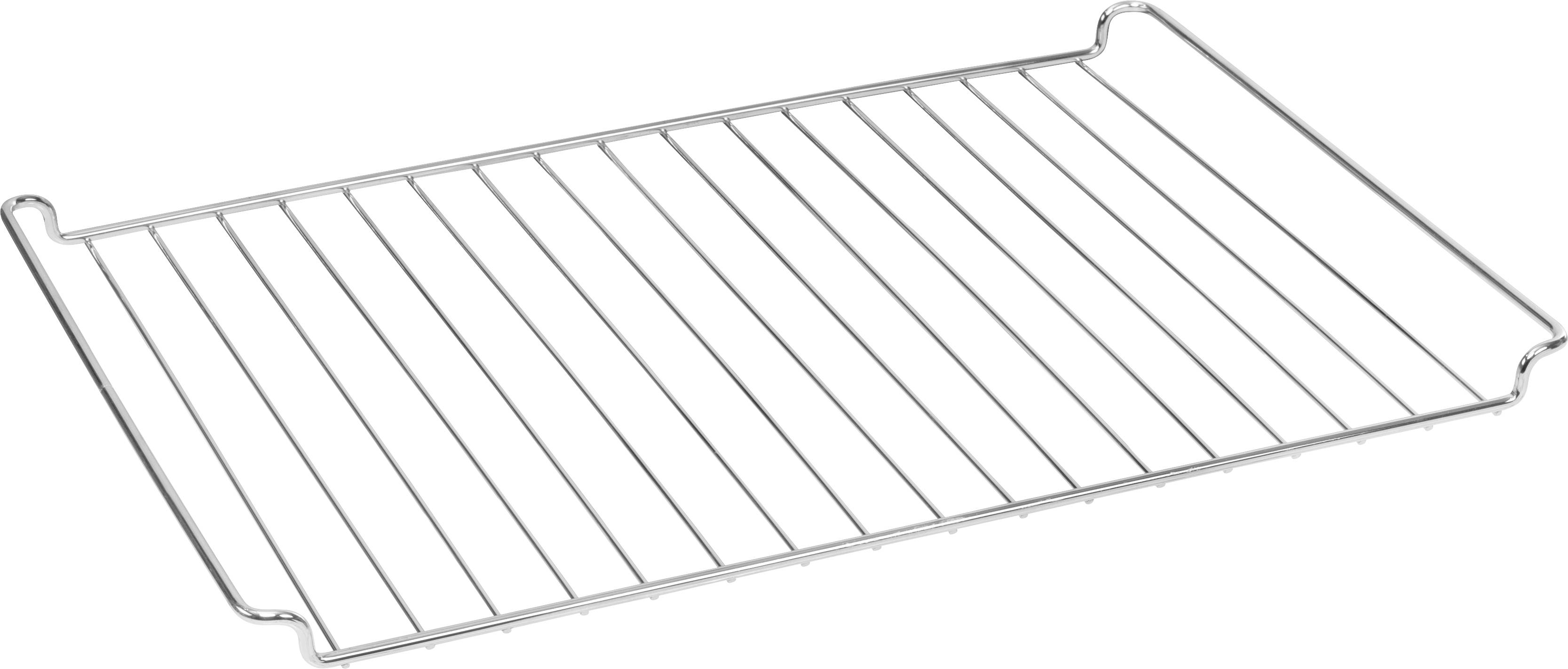 Un grille-pain en acier inoxydable avec des barres parallèles, adapté pour le four ou le gril des aliments.