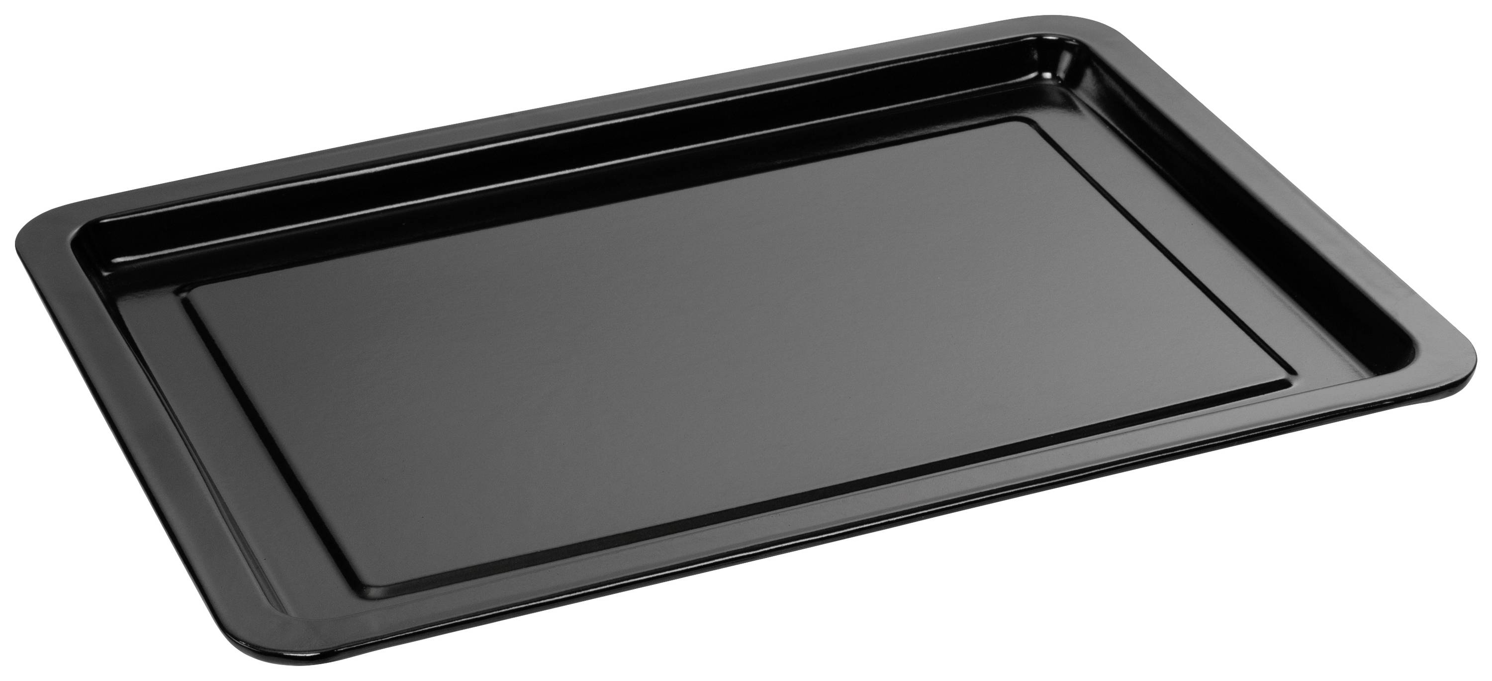 Un plateau de cuisson rectangulaire noir à surface lisse, utilisé pour la cuisson ou le grillage des aliments.