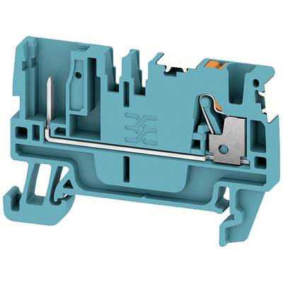 Coupe transversale d'un bloc de connexion électrique, montrant les connexions métalliques internes et le boîtier en plastique, utilisé pour la connexion de fils.