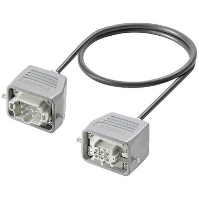 Câble de connexion industriel à revêtement gris avec connecteurs rectangulaires aux deux extrémités, adapté aux applications robustes.